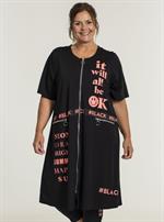 Gozzip Black - Lycia Cardigan med Print, Sort/Koral